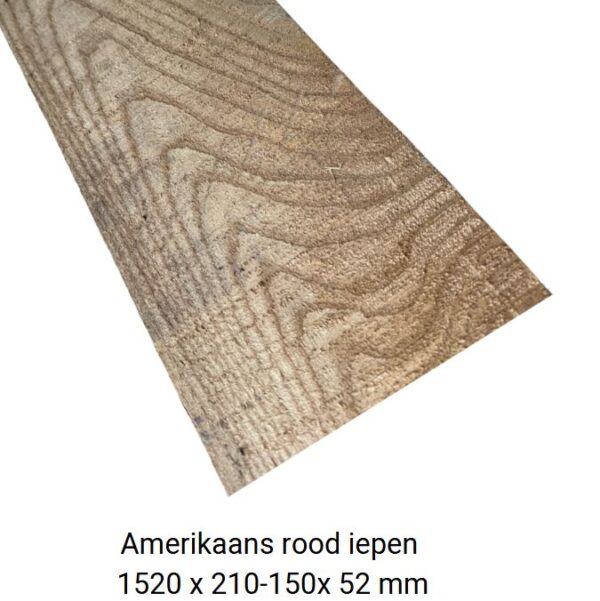 KD gedroogd meubelhout, Amerikaans rood iepen 1520 mm lengte, vallend breed, 52mm dikte